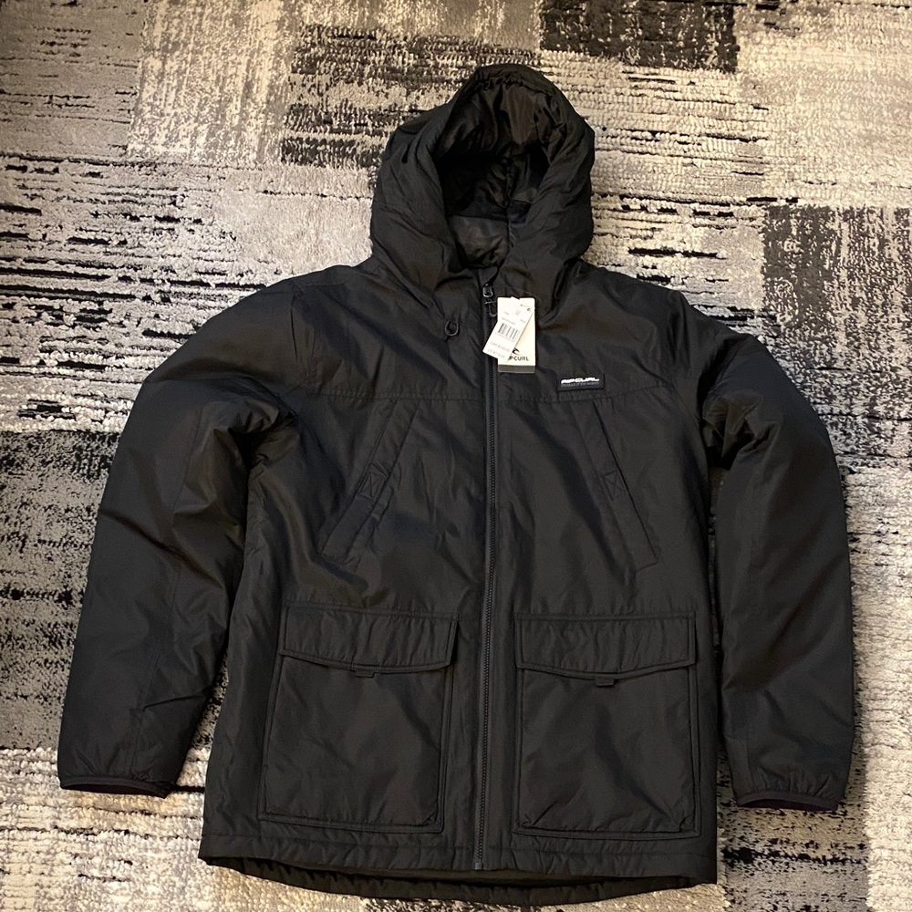 New Men’s Rip Curl Search Puffer Jacket Medium Black